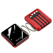 Mini Batterie Externe 20000mAh - 2x USB, Lightning, USB-C, MicroUSB - Rouge