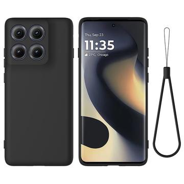 Coque Motorola Edge (2025) en silicone liquide avec dragonne - Noire