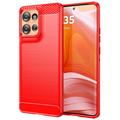 Coque Motorola Edge 50 en TPU Brossé - Fibre de Carbone - Rouge