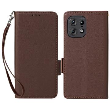 Etui portefeuille Motorola Edge 50 Pro avec fermeture magnétique - Marron
