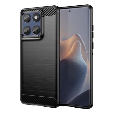 Coque Motorola Edge 60/60 Fusion en TPU Brossé - Fibre de Carbone - Noire