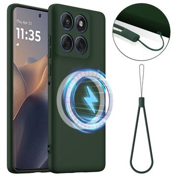 Coque Motorola Edge 60 Pro en Silicone Liquide - Compatible MagSafe - Vert Foncé