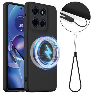 Coque Motorola Edge 60 Stylus en Silicone Liquide - Compatible MagSafe - Noire