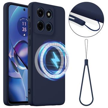 Coque Motorola Edge 60 Stylus en Silicone Liquide - Compatible MagSafe - Bleu Foncé