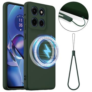 Coque Motorola Edge 60 Stylus en Silicone Liquide - Compatible MagSafe - Vert Foncé