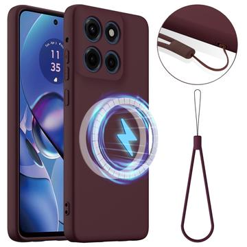 Coque Motorola Edge 60 Stylus en Silicone Liquide - Compatible MagSafe - Vin Rouge