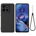 Coque Motorola Edge 60 Stylus en silicone liquide avec dragonne - Noire