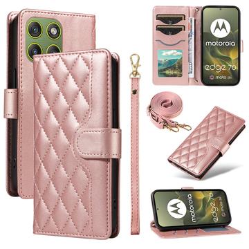 Étui Motorola Edge 70 portefeuille matelassé luxueux - Or rose