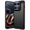 Coque Motorola Edge 70 Pro en TPU Brossé - Fibre de Carbone - Noire