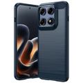 Coque Motorola Edge 70 Pro en TPU Brossé - Fibre de Carbone - Bleue