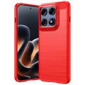 Coque Motorola Edge 70 Pro en TPU Brossé - Fibre de Carbone - Rouge