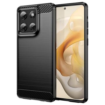 Coque Motorola Moto G Stylus 5G (2025) en TPU Brossé - Fibre de Carbone - Noire