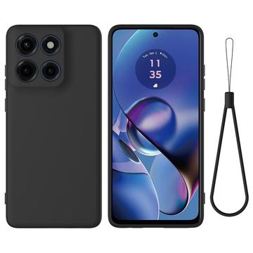 Coque Motorola Moto G Stylus 5G (2025) en silicone liquide avec dragonne - Noire