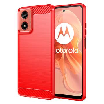 Coque Motorola Moto G04/G24 en TPU Brossé - Fibre de Carbone - Rouge