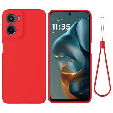 Coque Motorola Moto G05/E15 en silicone liquide avec dragonne - Rouge