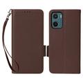 Etui portefeuille Motorola Moto G05/E15 avec fermeture magnétique - Marron