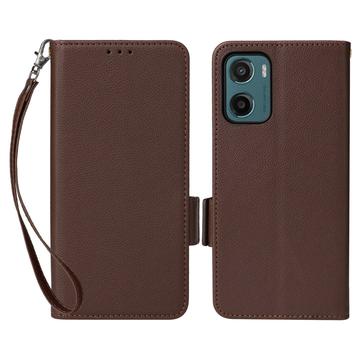 Etui portefeuille Motorola Moto G05/E15 avec fermeture magnétique - Marron