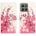 Étui Portefeuille Motorola Moto G15/G15 Power - Série Style - Fleurs Rose