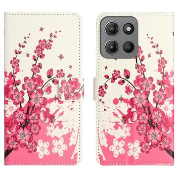 Étui Portefeuille Motorola Moto G15/G15 Power - Série Style - Fleurs Rose
