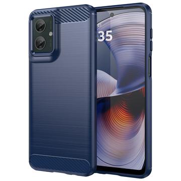 Coque Motorola Moto G55 en TPU Brossé - Fibre de Carbone - Bleue