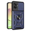 Coque Hybride Motorola Moto G55 à Anneau Rotatif avec Protection pour Appareil Photo - Bleue