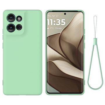 Coque Motorola Moto G75 en silicone liquide avec dragonne - Verte