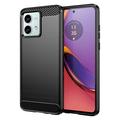 Coque Motorola Moto G84 en TPU Brossé - Fibre de Carbone - Noire