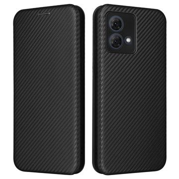 Étui à Rabat Motorola Moto G84 - Fibre de Carbone - Noir