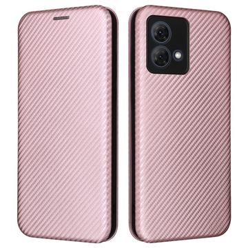 Étui à Rabat Motorola Moto G84 - Fibre de Carbone - Rose Doré