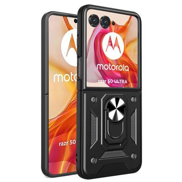 Coque Hybride Motorola Razr 50 Ultra avec Support Bague - Noire