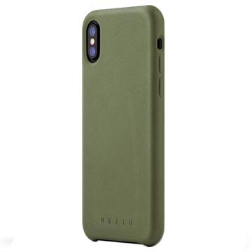 Coque en Cuir Mujjo pour iPhone X / iPhone XS - Olive