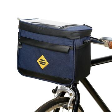 Sac isotherme multifonctionnel pour vélo, résistant à l\'eau et à l\'usure Sacoche pour guidon de vélo avec support pour téléphone portable - Bleu foncé