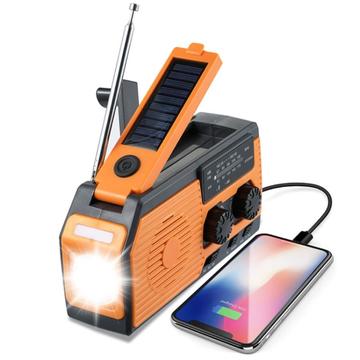 Radio d\'urgence solaire multifonctionnelle à manivelle avec SOS, banque d\'énergie, lampe de poche HY-068