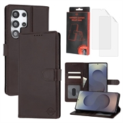 Étui Portefeuille Samsung Galaxy S25 Ultra en Cuir MyTPhone CardMate - Marron foncé