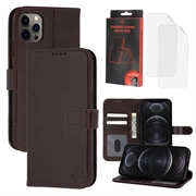 Étui Portefeuille iPhone 12/12 Pro en Cuir MyTPhone CardMate - Marron foncé