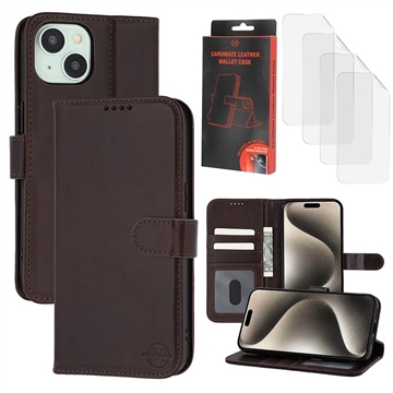 Étui Portefeuille iPhone 15 Plus/14 Plus en Cuir MyTPhone CardMate - Marron foncé