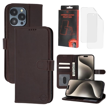 Étui Portefeuille iPhone 15 Pro en Cuir MyTPhone CardMate - Marron foncé