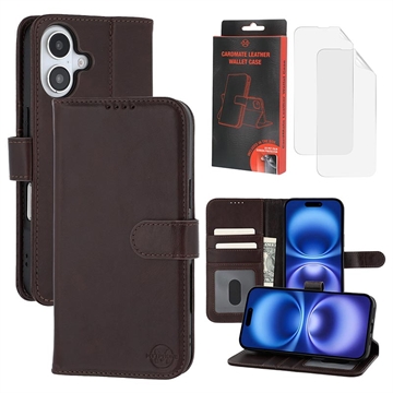 Étui Portefeuille iPhone 16 Plus en Cuir MyTPhone CardMate - Marron foncé