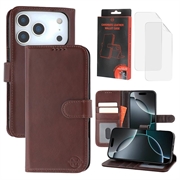 Étui Portefeuille iPhone 17 Pro Max en Cuir MyTPhone CardMate - Marron foncé