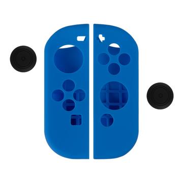 Étui en silicone pour la manette Nintendo Switch avec embouts de prise pour le pouce - Bleu
