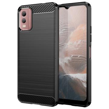 Coque Nokia C32 en TPU Brossé - Fibre de Carbone - Noire