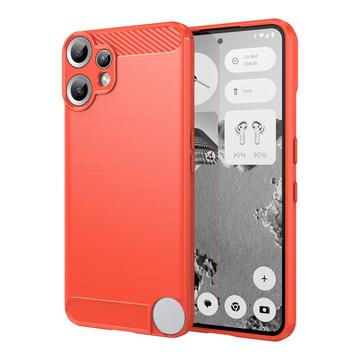 Coque Nothing CMF Phone 2 Pro en TPU Brossé - Fibre de Carbone - Rouge
