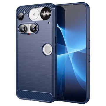 Coque Nothing Phone (3) en TPU Brossé - Fibre de Carbone - Bleue