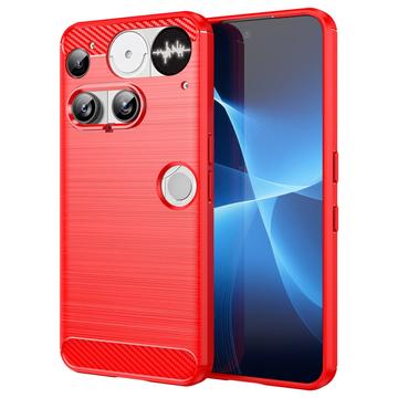 Coque Nothing Phone (3) en TPU Brossé - Fibre de Carbone - Rouge