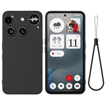 Coque Nothing Phone (3) en silicone liquide avec dragonne - Noire