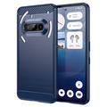 Coque Nothing Phone (3a) en TPU Brossé - Fibre de Carbone - Bleue