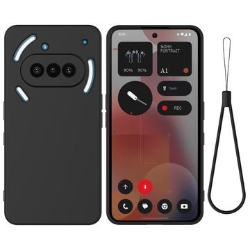 Coque Nothing Phone (3a) en silicone liquide avec dragonne - Noire