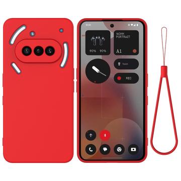 Coque Nothing Phone (3a) en silicone liquide avec dragonne - Rouge