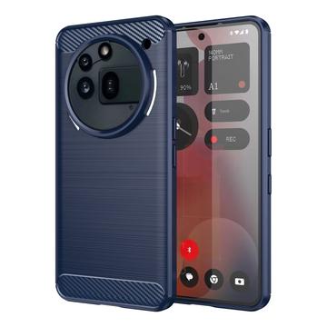 Coque Nothing Phone (3a) Pro en TPU Brossé - Fibre de Carbone - Bleue