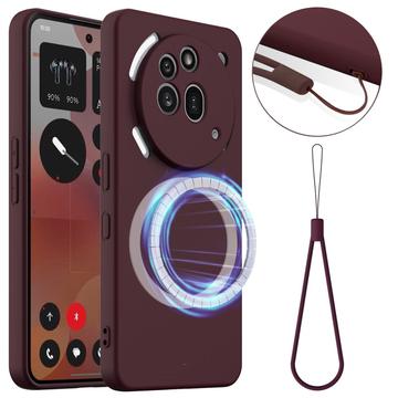 Coque Nothing Phone (3a) Pro en Silicone Liquide - Compatible MagSafe - Vin Rouge